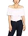 May&Maya Women's Off Shoulder with Ruffle Overlay Bodysuit (Small, White)