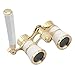 OPO Opera Theater Horse Racing Glasses Binocular Telescope with Handle (White with Gold Trim) 3X25