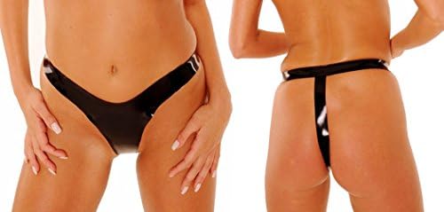 ECOSPLAY Female Black Latex G-String Thong Briefs