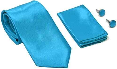 Kingsquare Solid Color Men's Tie, Pocket Square, and Cufflinks matching set