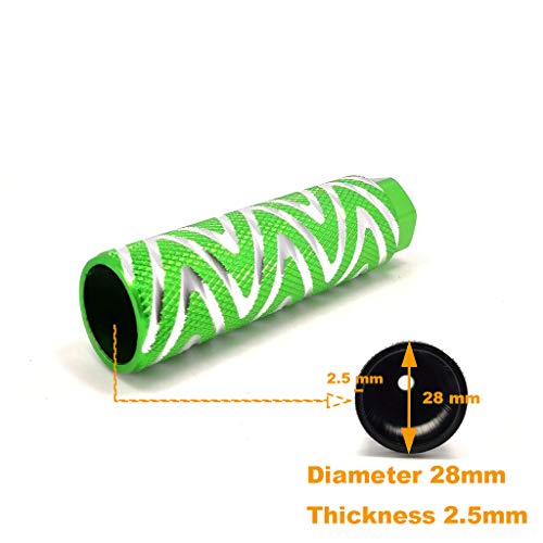Mantain 4 PCS Bike Pegs, 4" Length Aluminum Alloy Cylinder Anti-Skid S Stripes Fit 3/8 inch Axles (Green)