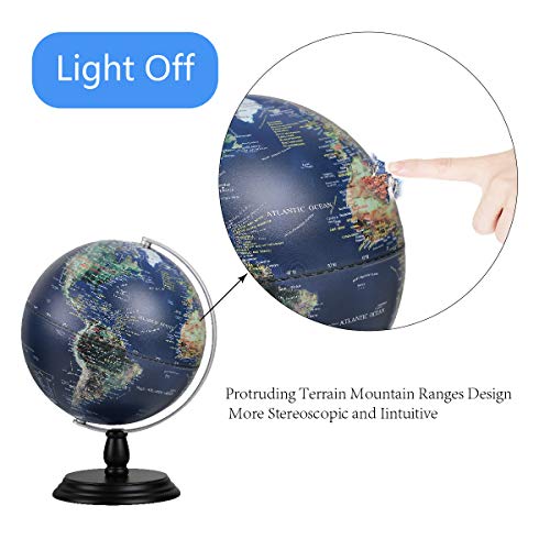 FUN GLOBE World Globe Desktop Education Geographic Interactive Earth Globes for Kids & Adults for Educational Toys/Office Supplies/Indoor Decorations/Holiday Gift (Navy 10 in)