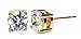 Surgical Stainless Steel Gold Plated Studs Earrings Men Women Round Basket Setting Cubic Zirconia Hypoallergenic Earrings (5MM Gold Plated)