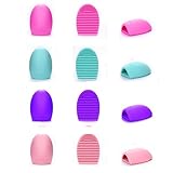 Homanda Pack of 4 Oval Silicone Cosmetic Makeup Washing Brush Egg Finger Glove Scrubber Board Cosmetic Clean Tools (Pack of 4 Oval Shape)
