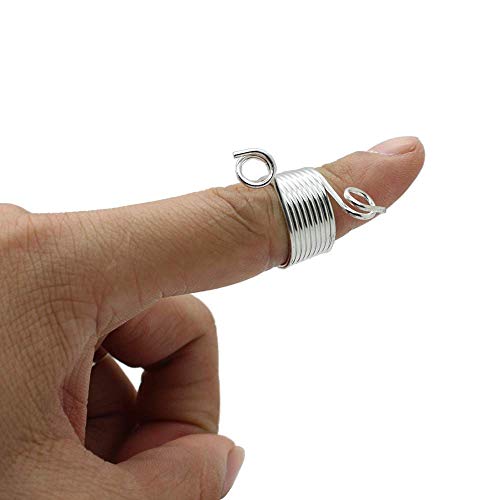 VintageBee 6 Pack 2 Size Metal Yarn Guide Finger Holder Knitting Thimble for Crochet Knitting Crafts Accessories Tool - Thumbnail 4