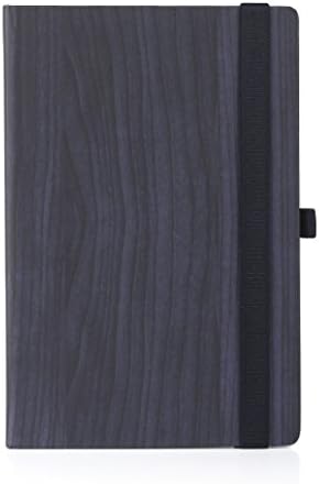 Premium UberWorks GAYA Dark Navy Blue Wood Theme Hardcover Dotted/Dot Grid Notebook/Bullet Journal with High-Strength Elastic Closure &amp; Pen Loop, 192 Smooth 80gr. Pages, Medium A5 Size, Pocket &amp; Index