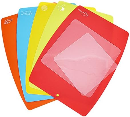 WELLAND Flexible Plastic Cutting Board-Set of 5 Cutting Mats Bonus Microwave Lid Cover
