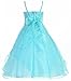 Wonder Girl Lily Big Girls' Organza Tea Length Long Rhinestone Dress 12 Aqua