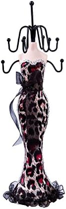 Cheetah Print Dress Doll Jewelry Stand, Red 11"
