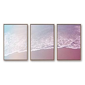Framed Canvas Wall Art for Living Room, Bedroom Ocean Sea Beach Canvas Prints for Modern Home Decoration Ready to Hang - 16"x24"x3 Panels