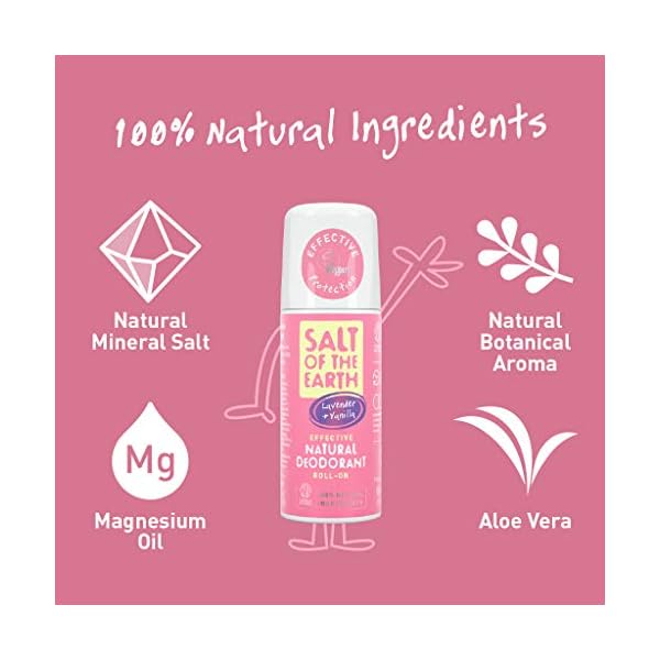 Salt of the Earth Natural Deodorant Roll On Lavender & Vanilla - 100% Natural Ingredients, Effective Protection, Vegan…