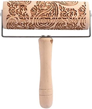 longrep Rolling Pin Dough Roller Laser Engraved Durable Hand Held Printing Rolling Pin For Baking Cookie Pastry Dough