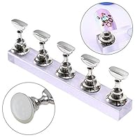 TinaWood Acrylic Fingernail DIY Nail Art Display Stand Training Finger Practice Display Stand (Silver)