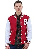 Allegra K Men Long Sleeves Button Front Letters Varsity Jacket