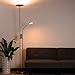 Finether 18W LED Floor Lamps Adjustable Table Lamp Dimmable Torchiere Lamp with 3W 360-degree Task Lamp Reading Light, Silver