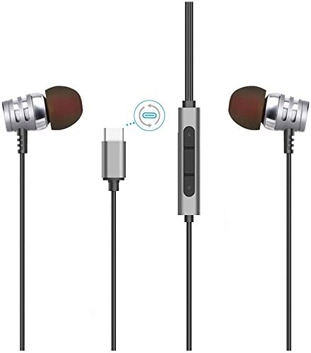Tuoliwei Type C Earphones Moto Z Earbuds HTC U11 Headphones Type C Headphone USB Type C Earbud Hi-Fi Digital 3D Audio Without Mic for All USB Type C Port Smartphone and Devices - Silver