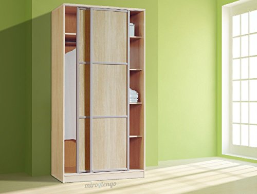 Armario ropero Mozart de dos puertas correderas 100x200 color haya