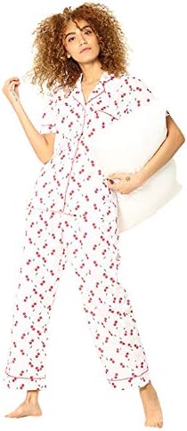 Huggs Luxury 100% Cotton 2pc Full Length Pyjama Set for Women Super Soft Cotton Pyjamas for Women Printed Cool Cotton Sleepwear Set Comfortable Fit Pyjamas Loungewear Notch Collar Pyjama (S- XXL)