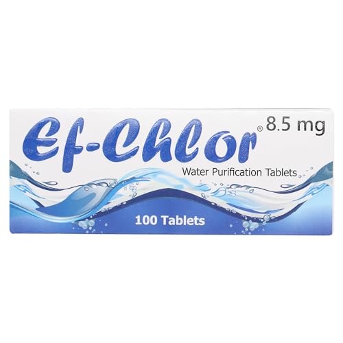 Ef-Chlor 8.5 mg Water Purification Tablets (100 Tablets) – Compact, Fast-Acting, and Reliable Solution for Safe Drinking Water in Emergencies, Travel, Hiking, Camping, and Outdoor Adventures