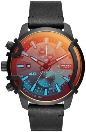 Amazon.com: Diesel Spiked Stainless Steel and Leather Chronograph
