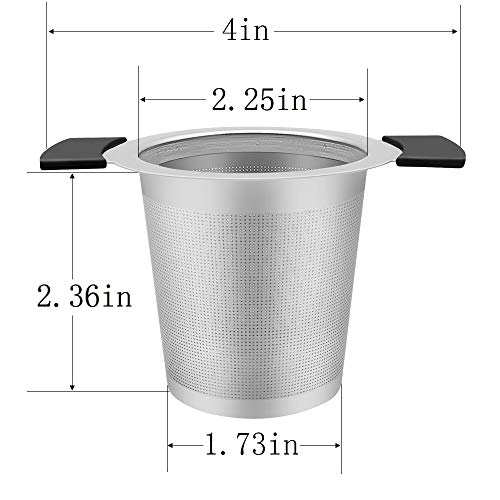 CHuangQi (Pack of 2) 18/8 Stainless Steel Fine Mesh Tea Infuser with Double Handles, Tea Strainer for Brewing Loose Leaf Tea, Fits Standard Cups Mugs Teapots
