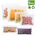 Reusable Storage Bags (6 Pack) - Transparent Leakproof Freezer Reusable Snack&Sandwich Bags(2 Small + 2 Medium + 2 Large) FDA Grade PEVA Ziplock Food Storage Bag for Home&Traval & Make Up
