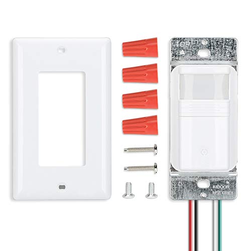 ECOELER Motion Sensor Light Switch, Vacancy & Occupancy Modes In Wall Sensor Switch, Single Pole, NEUTRAL WIRE REQUIRED, Adjustable Timer, Wall Plate Included, UL FCC TITLE24 Approved 1Pack
