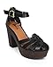 Qupid Women Leatherette Round Toe Platform Chunky Heel Fisherman Sandal DJ31 - Black Leatherette