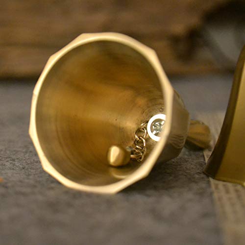 Hand Bell, Classic Metal Loud Call Bell Traditional School Library Alarm Hand Bell for Reception Dinner, Last Order, Hotel Service, Meditation Prayer, Pet Feeding and Home Decoration (Gold) - Thumbnail 6