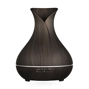 Simpeak Aroma diffuser, 400 ml, ultrasone luchtluchtbevochtiger, hout, vaas-stijl met 7 ledkleuren, compatible met…