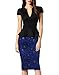 WOOSEA Women's Deep V Neck Elegant Lace Peplum Cocktail Party Pencil Dress