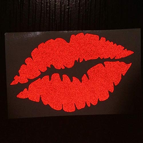 Cushystore 3" Red Sexy Lips Kiss Sweet Reflective Decal Decals Vinyl Sticker Safety Night Rear for Motorcycle Bike Bicycle Car Helmet Trunk Tailgate Self Adhesive Mobile Phone Laptop Notebook Mac