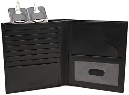 Leather wallet for men Biker Chain wallet with Snap Rustic Brown Two tone J001 (Black Shinny 53-29)