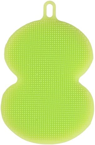 Fulstarshop Pack of 2 Silicone Dish Scrubber Bowl Pan Washing Tool Fruit Vegetable Cleaner Brush Heat-resistant Mat Gourd Shape Green