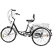 KAIDEE Adult Tricycle Bicycle Trike Cruise Bike W/Large Basket 6Speed 24inches 3 Wheel Folding Black Color Adult Adjustable Trike Shopping Exercisethumb 2