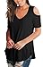 Womens Summer Tops Short Sleeve V Neck T Shirts Cold Shoulder Tops Black XL