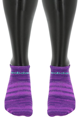 adidas Women's Superlite No Show Socks (6-Pack), Shock Purple/Space Dye/White/Shock Purple, Women's Sock size (5-10)