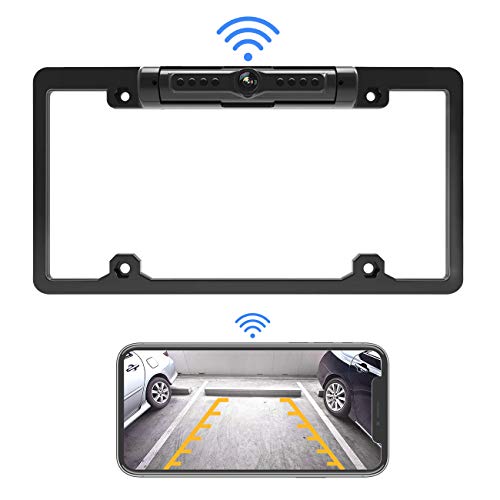 VISKOO,WiFi Wireless Backup Camera License Plate Frame for Trucks/Car/RV/Trailer with IR Night Vision Front and Rear Camera for Park for iPhone Android