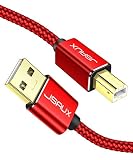 JSAUX Printer Cable, 6.6ft USB 2.0 Type A Male to B Male Printer Scanner Cord High Speed Compatible with HP, Canon, Dell, Epson, Lexmark, Xerox, Samsung and More (Red)