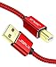 JSAUX Printer Cable, 6.6ft USB 2.0 Type A Male to B Male Printer Scanner Cord High Speed Compatible with HP, Canon, Dell, Epson, Lexmark, Xerox, Samsung and More (Red)