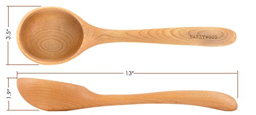 Earlywood 13-Inch Large Soup Ladle Spoon - Wooden Kitchen Ladle for Cooking or Serving Big Batches of Soup, Chili, Hearty Meals - Hard Maple Wood Ladles - Wooden Utensils Hand Crafted in USA