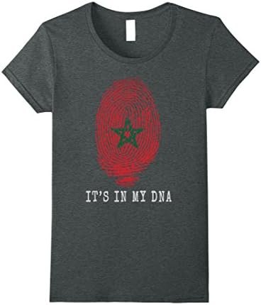 Womens Morocco Flag Fingerprint Design It's In My DNA T-Shirt Small Dark Heather