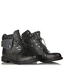 ROF Women's Lace-up Combat Military Inspired Sweater Knit Folded Cuff Mid-Calf Ankle Booties