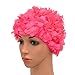 Medifier Lace Vintage Swim Cap Floral Petal Retro Style Bathing Caps for Women Rose (Rose Red)