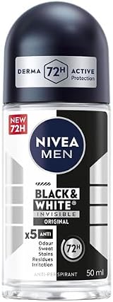 Nivea Men Black White Original Anti-Perspirant Roll On 50ml 72hr Sweat Odour