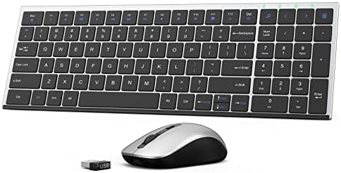 Trueque - Tastiera e mouse wireless, 2,4 GHz, tastiera wireless e mouse silenzioso da 1600 dpi, per computer, laptop, PC, desktop, Windows, Mac (nero
