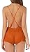 The victory of cupid Eyelash lace deep V-neck America back piece pajamas,Orange,XX-Large