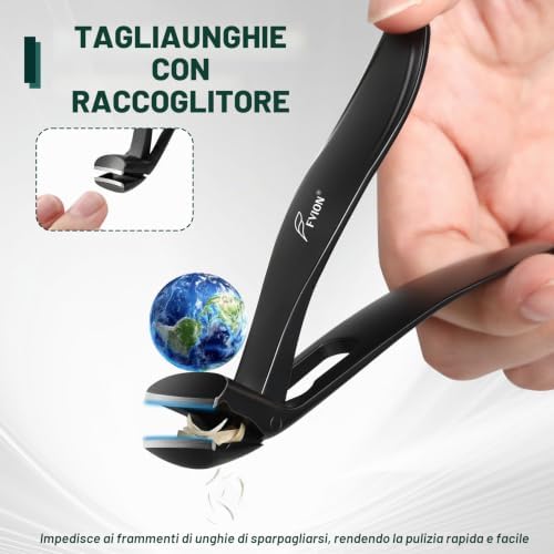 tagliaunghie a testa angolata, taglia unghie per piedi con apertura a ganascia larga, tronchesino unghie piedi per mani, tagliaunghie unghie spesse portatile ultra affilato (Nero)