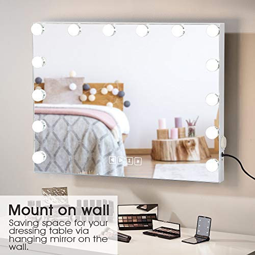 FENCHILIN Large Vanity Mirror with Lights and Bluetooth Speaker