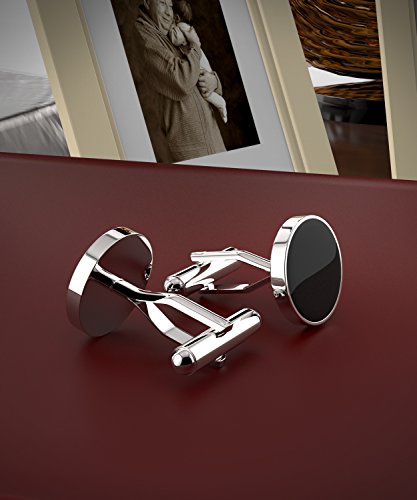 UHIBROS Mens Cuff Links Stainless Steel Round Screw Cap Agate Tuxedo Cufflinks For Men Formal Cuff Shirt